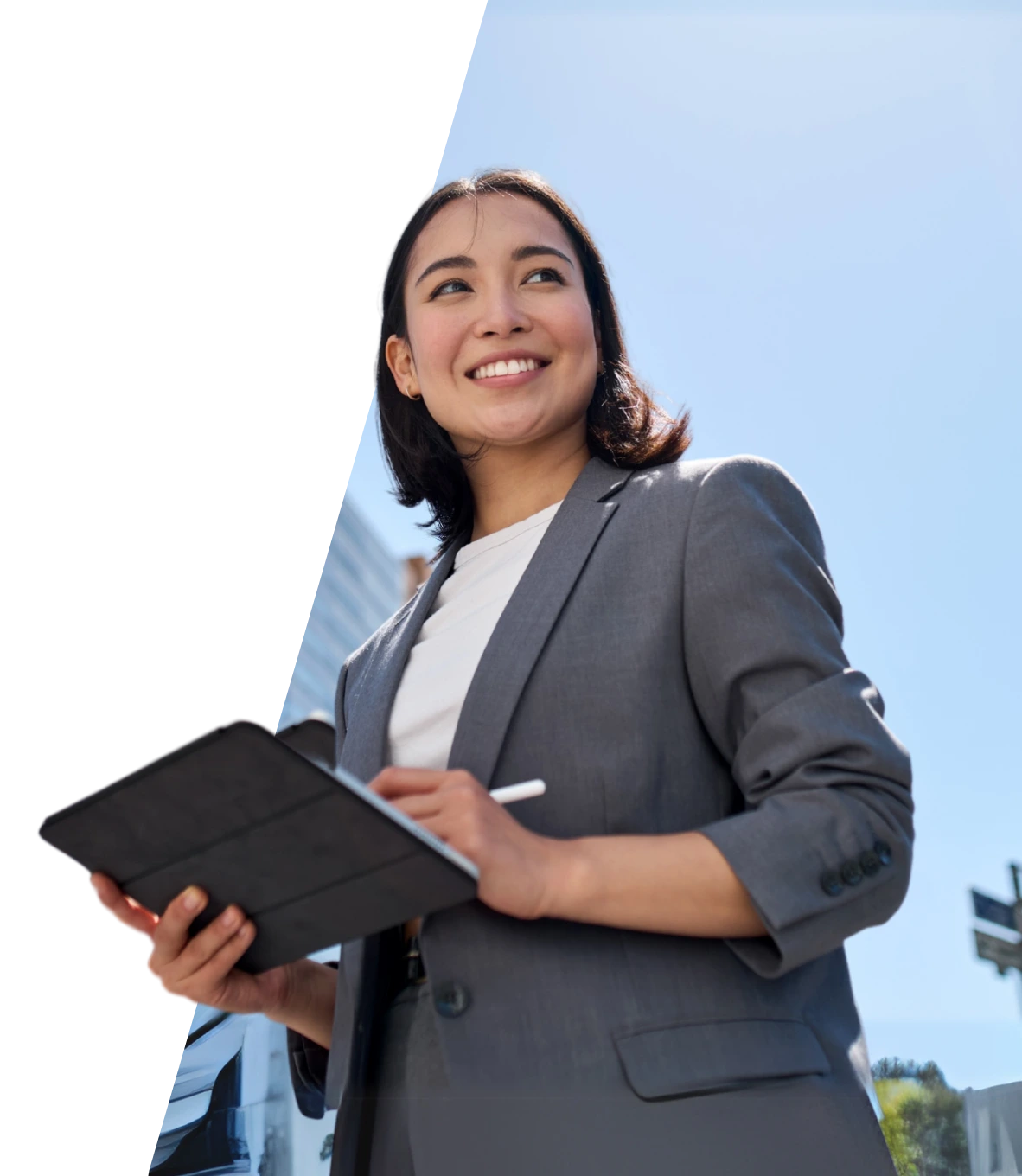 Professional holding a tablet